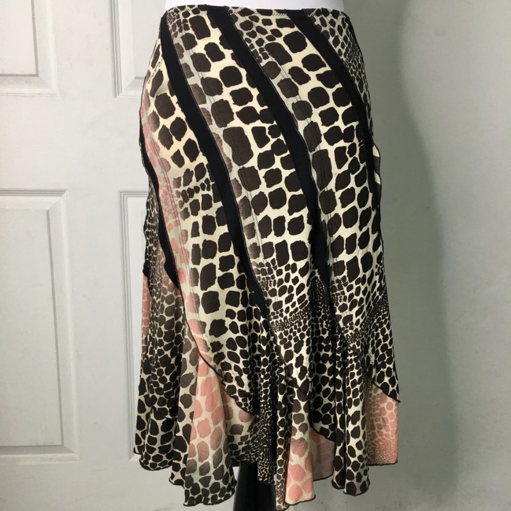 Roberto Cavalli Womn's Silk Snakeskin Print Skirt Size Small Brown Pink